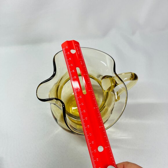 Rainbow Glass Golden Amber Pitcher Mid-20th Century Hand Blown Creamer 6” - Picture 8 of 11